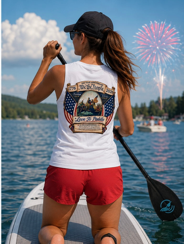 WOMEN'S Love To Paddle - Celebrate Freedom Muscle Tank