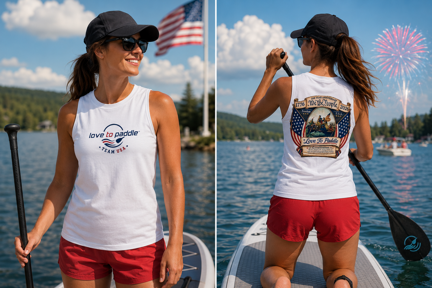 Women's Love to Paddle Tank - CELEBRATE FREEDOM