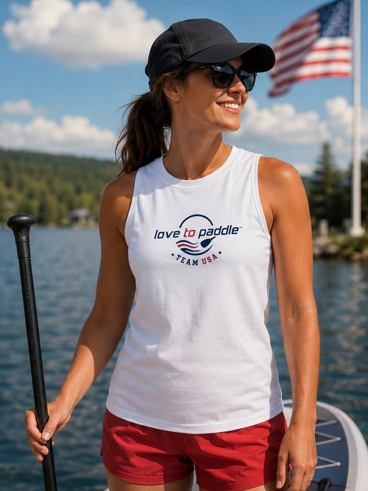 WOMEN'S Love To Paddle - Celebrate Freedom Muscle Tank